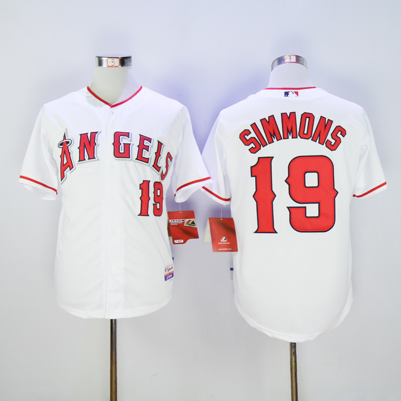 Men Los Angeles Angels #19 Simmons White MLB Jerseys->los angeles angels->MLB Jersey